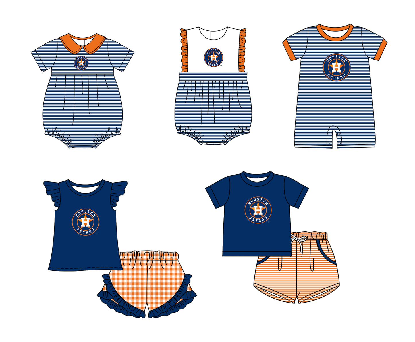 ( Moq 5 Each Style ) Baby Boys Girls Kids Team Sibling Star Blue Stripes Rompers Sets