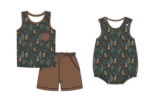 Baby Boy Sleeveless Ducks Sibling Romper Set ( Moq 5 Each Style ) 2.15