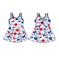 ( Moq 5 each style ) Baby Girl Team Sibling Red Blue Bows Dress Set 5.28