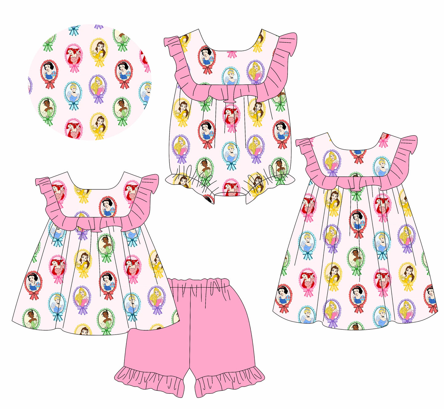 Baby Girl Princess Pink Sibling Romper Dress Set ( Moq 5 Each Style ) 1.15