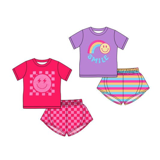 Baby Girl Short Sleeves Smile Checked Stripes Sibling Set ( Moq 5 Each Style ) 3.14