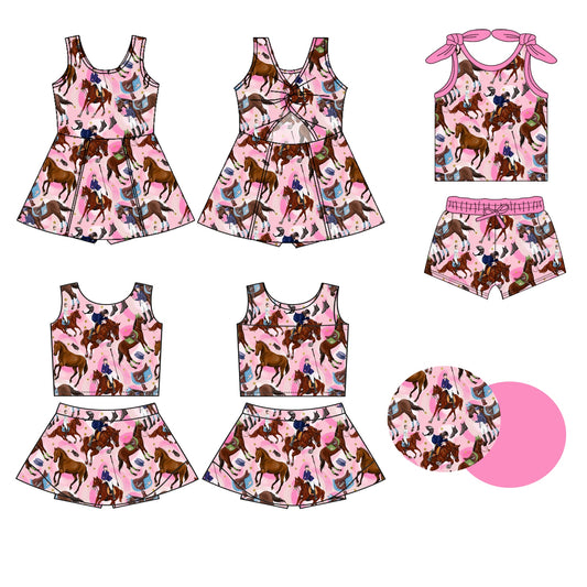 Baby Girl Horse Pink Summer Sibling Dress Set ( Moq 5 Each Style ) 3.5
