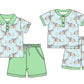 ( Moq 5 Each Style ) Sibling Baby Boys Kids Short Sleeves Horse Shirts Shorts Green Sets Summer Clothes