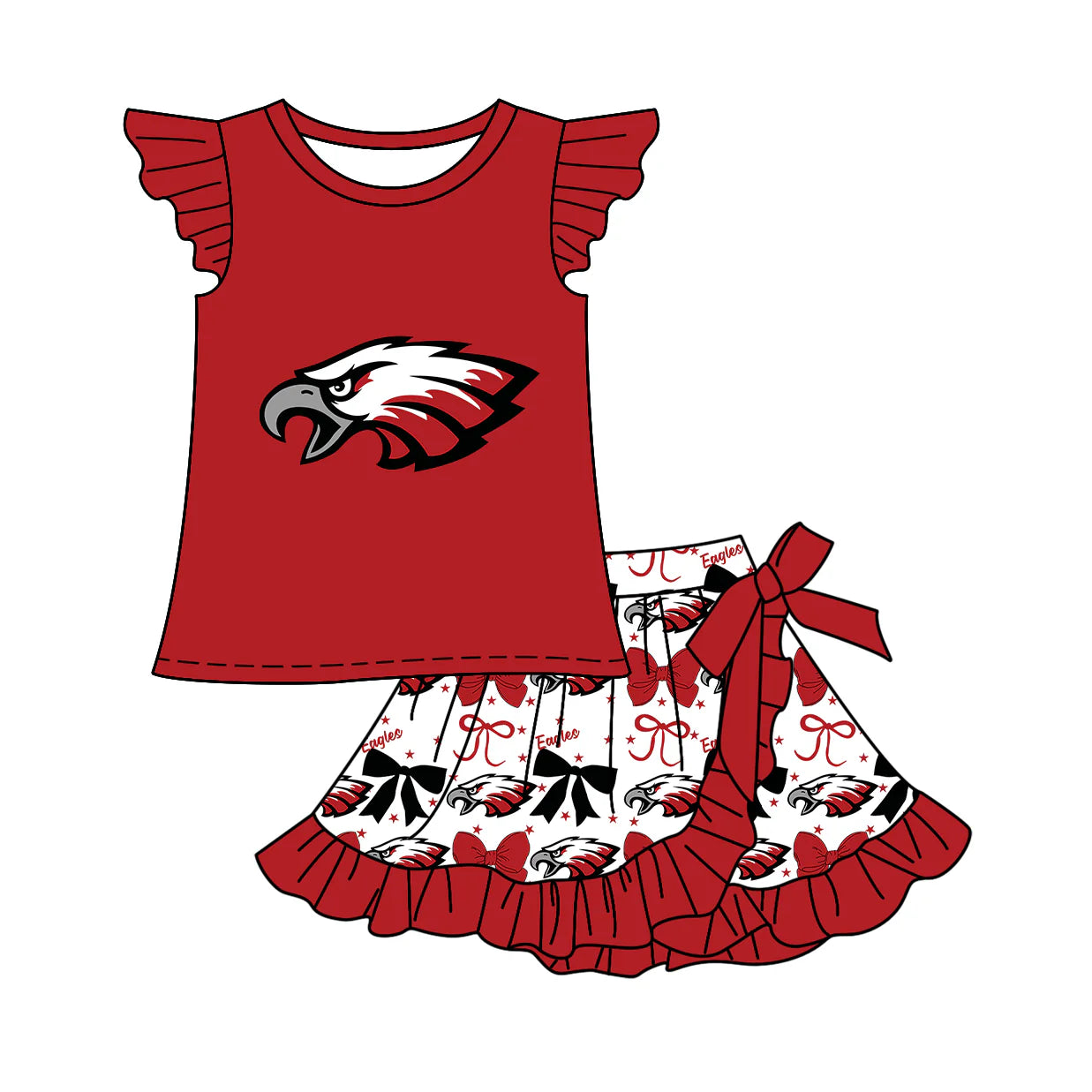 ( Moq 5 each style ) Baby Girl Summer Team Cheer Sibling Bows Dress Set 7.18