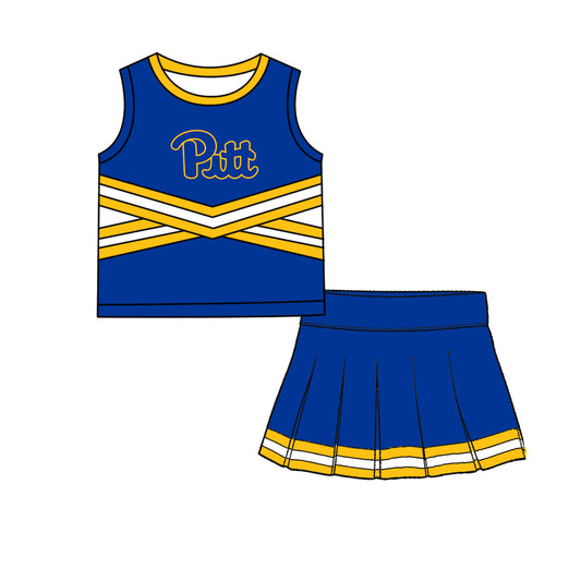 ( Moq 5 ) Baby Girls Kids Sleeveless Vest Skirt Shots Team Set Clothes