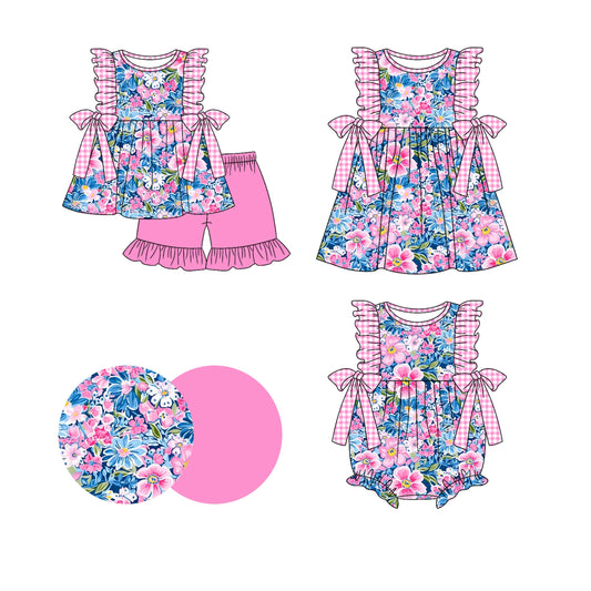 Baby Girl Flower Checked Bows Sibling Dress Romper Set ( Moq 5 Each Style ) 1.4