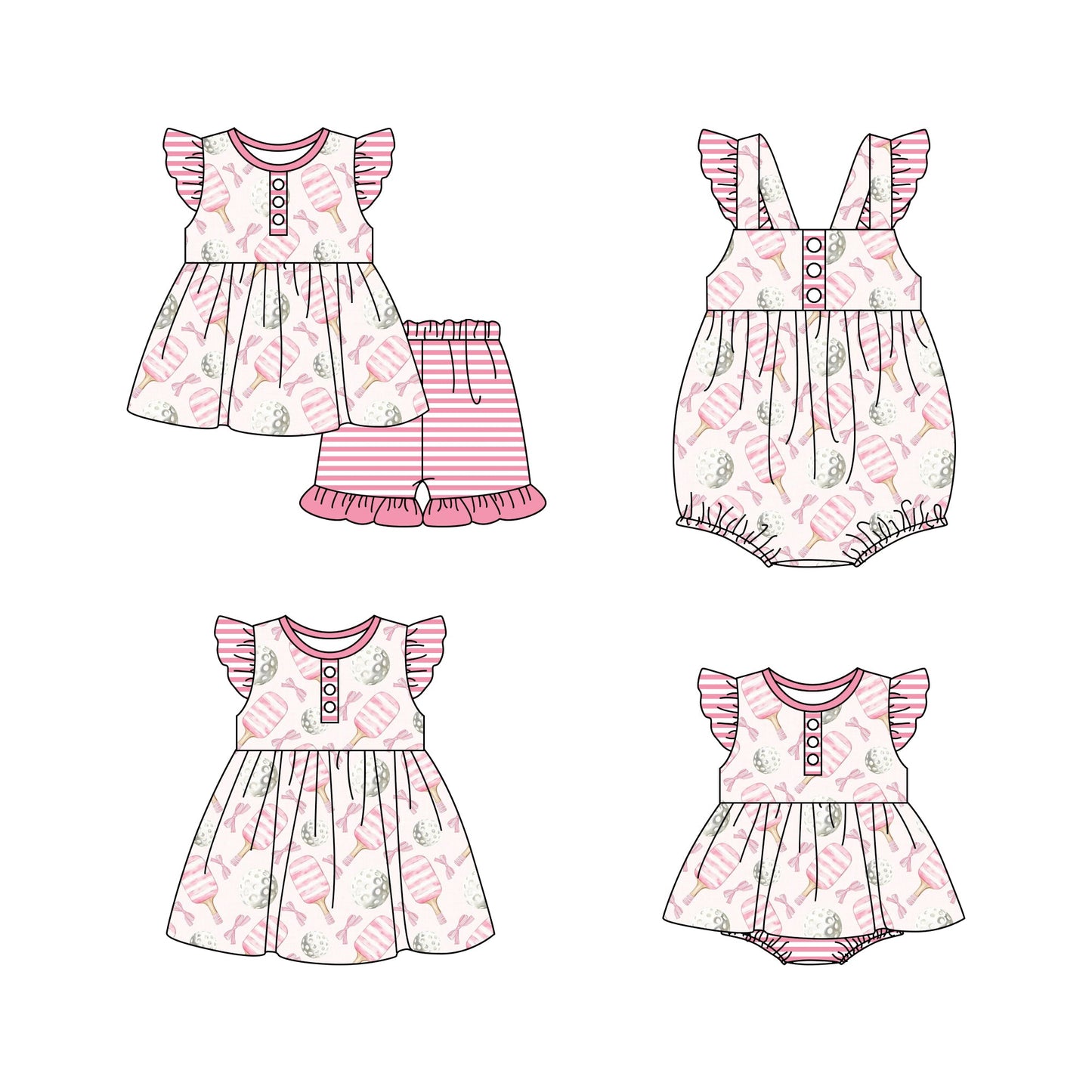 Baby Girl Ball Pink Sibling Romper Dress Set ( Moq 5 Each Style ) 1.9