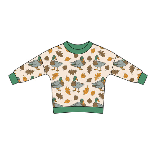 Baby Kids Long Sleeves Ducks Fall Leaves Shirt