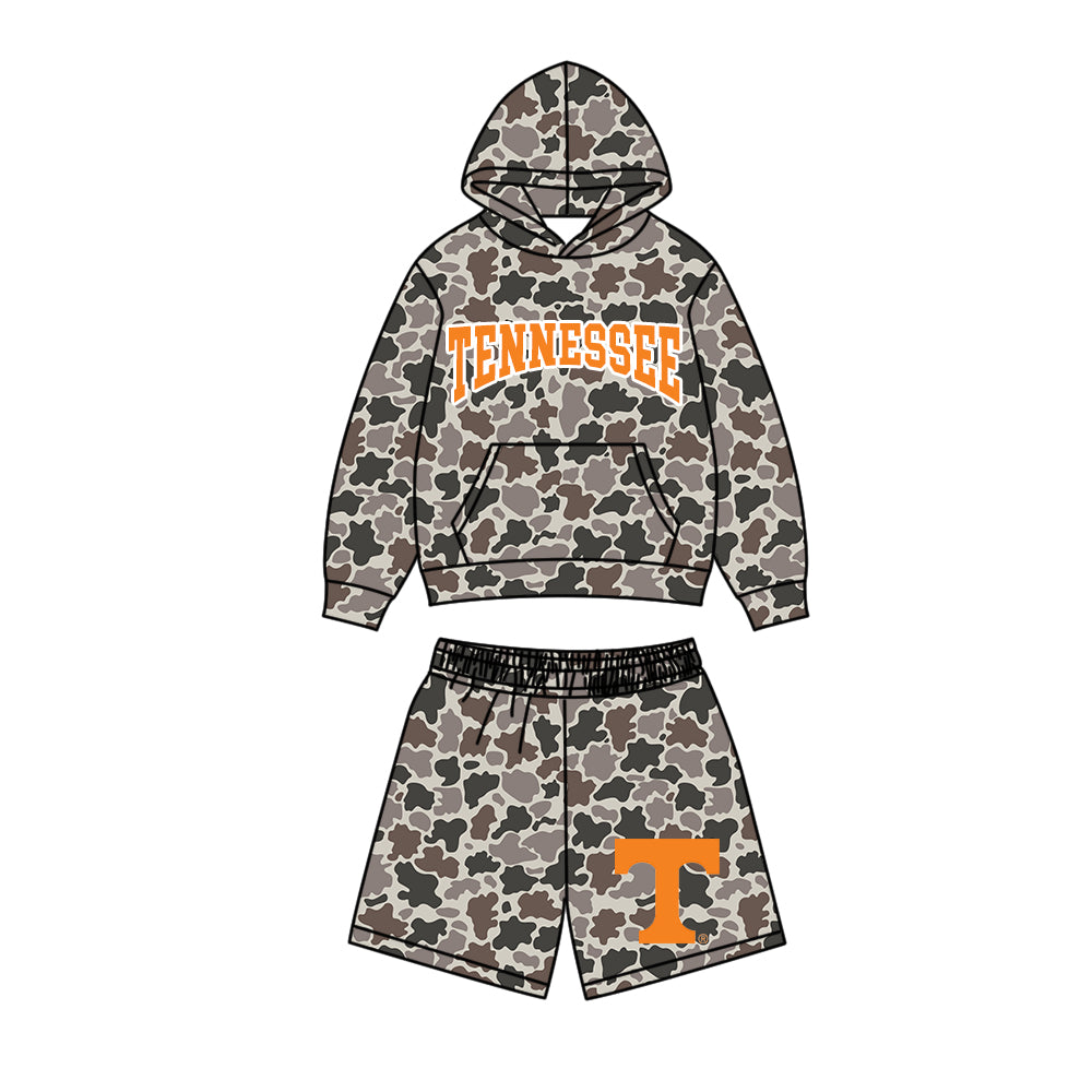 ( Moq 5 ) Baby Boys Kids Long Sleeves Hoodie Pocket Camo Shirt Shorts Team Set Clothes