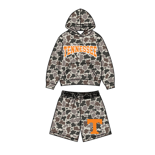 ( Moq 5 ) Baby Boys Kids Long Sleeves Hoodie Pocket Camo Shirt Shorts Team Set Clothes