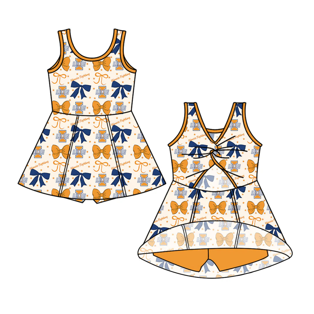 ( Moq 5 each style ) Baby Girl Toddler I Team Bows Sibling Dress Set 6.25