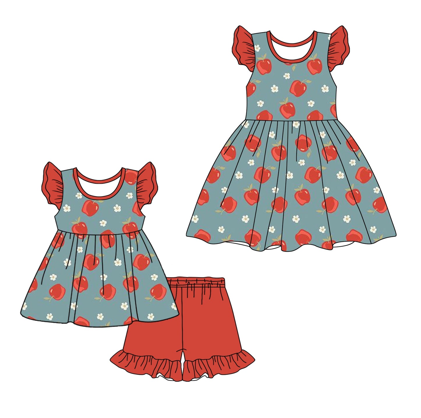 Baby Girl Flower Apple Sibling Dress Set ( Moq 5 Each Style ) 2.11