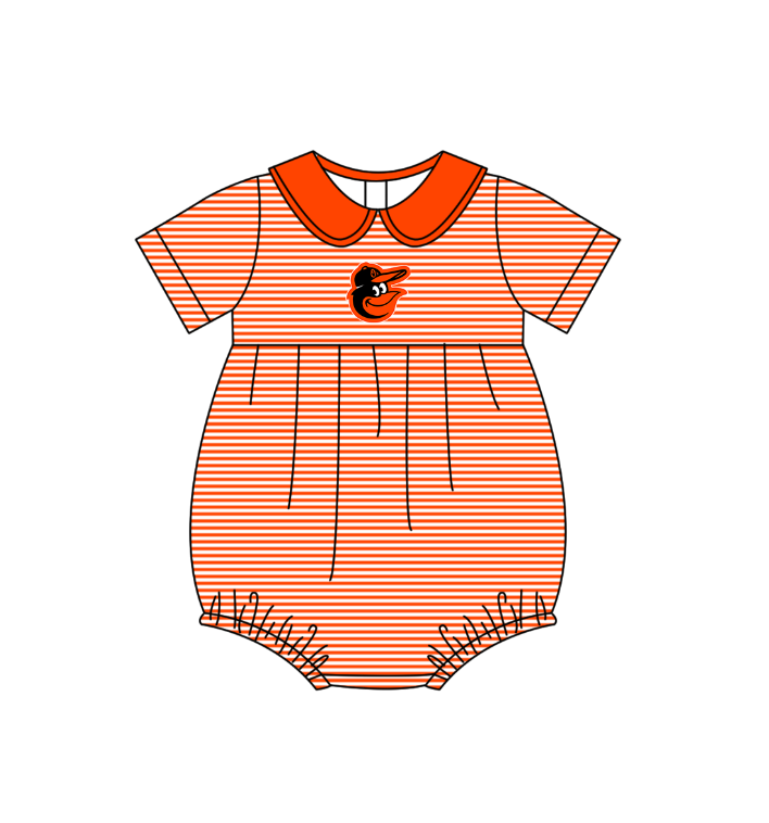 ( Moq 5 Each Style ) Baby Boys Girls Kids Team Sibling Orange Stripes Rompers Sets