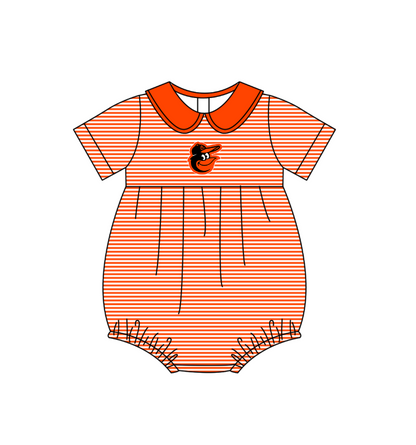 ( Moq 5 Each Style ) Baby Boys Girls Kids Team Sibling Orange Stripes Rompers Sets