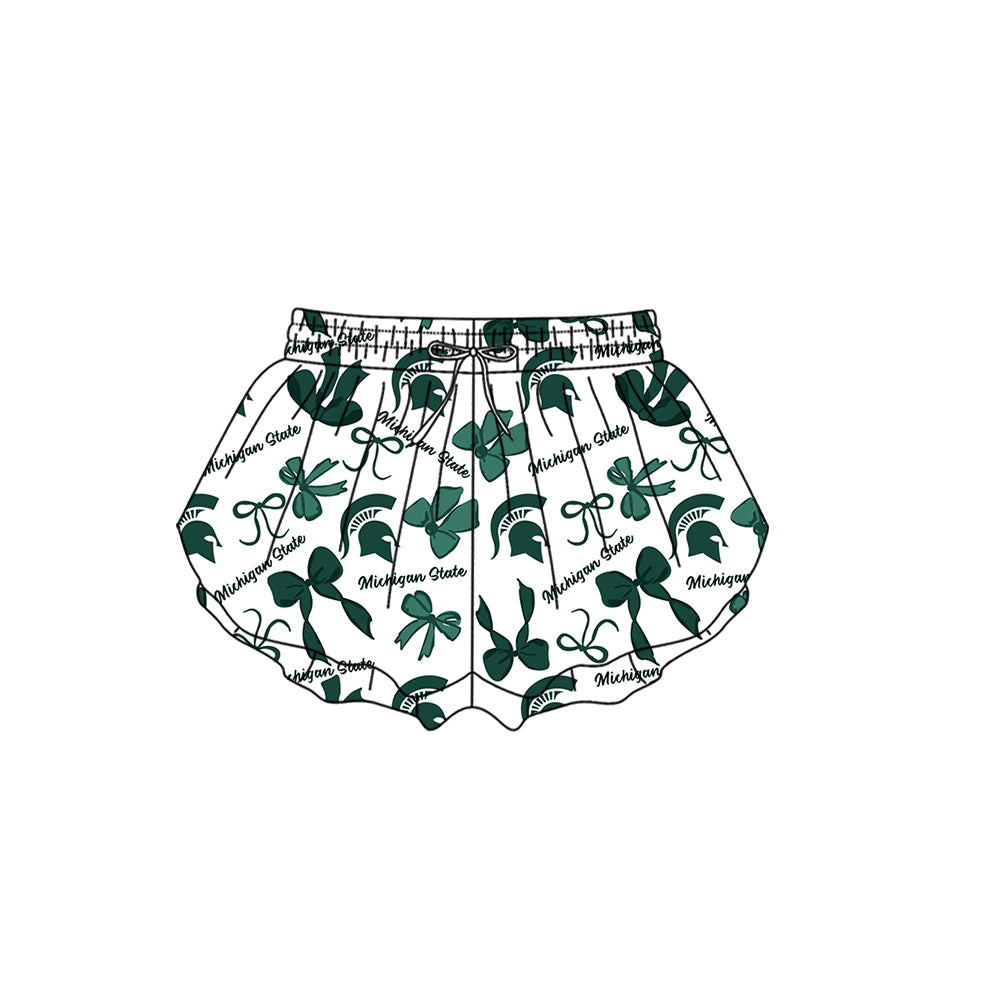 ( Moq 5 Each Style ) Baby Girls Toddler Green Bows Sibling Team Shorts Dresses Set Clothes