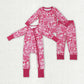Baby Girl Long Sleeves Pink Bows Sibling Pajamas Footie Zipper Romper Set RTS
