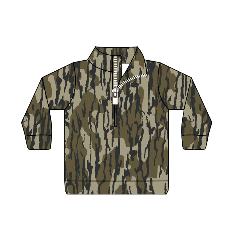 Baby Boy Kids Long Sleeves Zipper Camo Shirt Tops