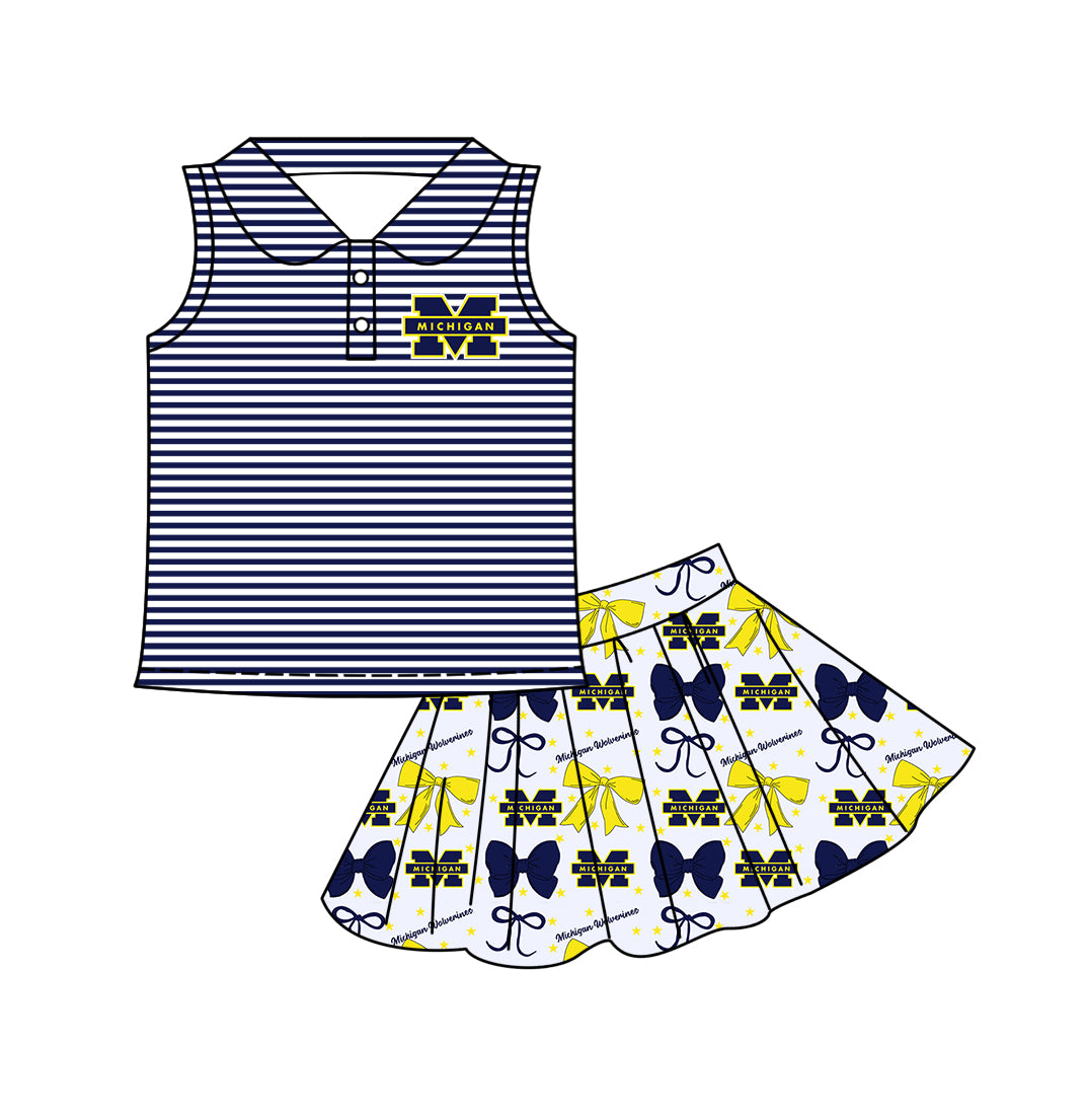 ( Moq 5 each style ) Baby Girl Toddler M Team Bows Sibling Dress Set