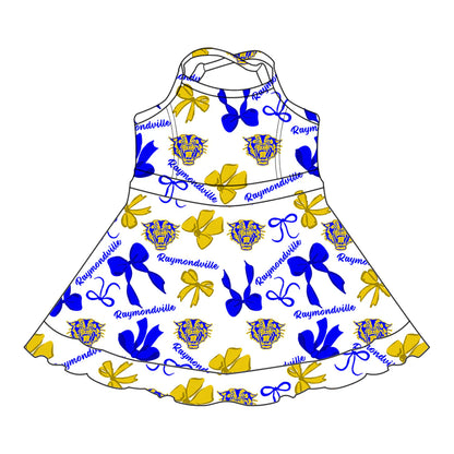 ( Moq 5 each style ) Baby Girl Toddler Team Bows Tigers Sibling Skort Dress Set 6.11