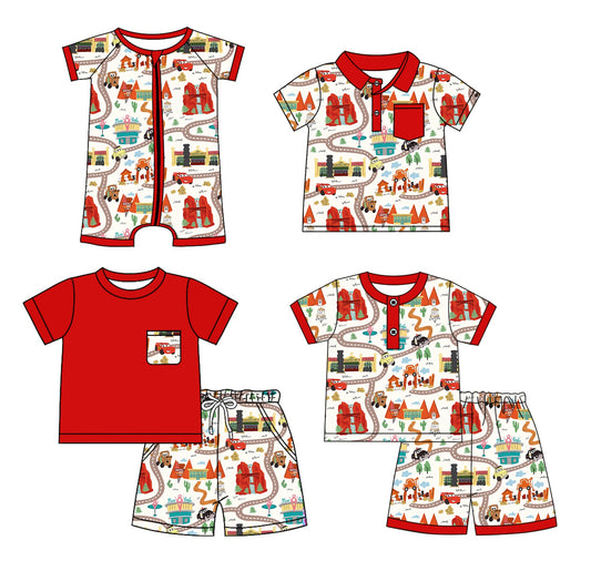 Baby Boy Short Sleeves Car Sibling Cartoon Romper Shirt Set ( Moq 5 Each Style ) 3.18