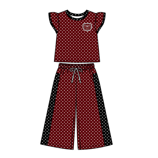 ( Moq 5 ) Baby Girls Kids Short Sleeves Shirt Pants Team Set Clothes