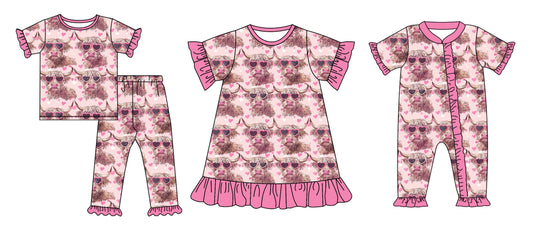 Baby Girl Short Sleeves Cows Hearts Sibling Dress Romper Set ( Moq 5 Each Style ) 12.17