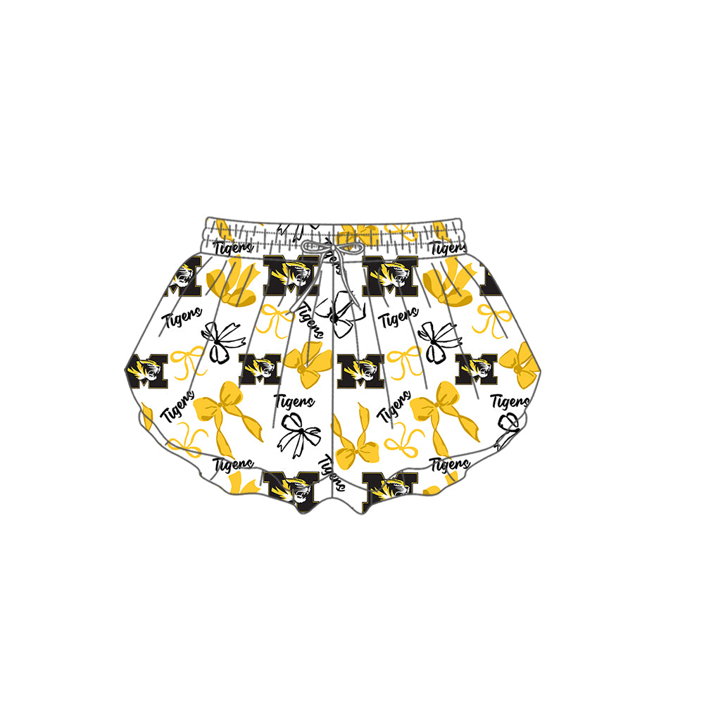 ( Moq 5 Each Style ) Baby Girls Kids Tigers Yellow Bows Sibling Team Shorts Dresses Set
