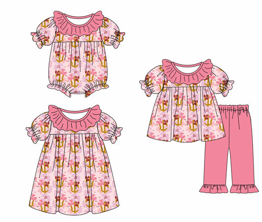 ( Moq 5 Each Style ) Baby Girl Toddler Short Sleeves Cactus Flower Sibling Romper Dress Set 4.26