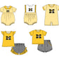 ( Moq 5 Each Style ) Baby Boys Girls Kids Yellow Stripes Team Sibling Rompers Sets