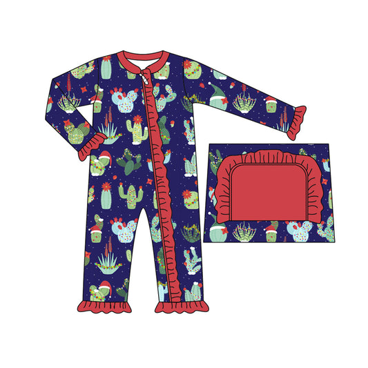 Baby Girl Infant Cactus Christmas Zipper Romper