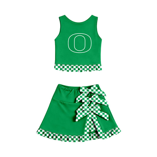 ( Moq 5 ) Baby Girls Kids Sleeveless Vest Bows Skirt Shorts Team Set Cheer Clothes