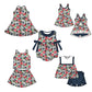 ( Moq 5 Each Style ) Baby Girls Kids Sleeveless Football Flower Bows Sibling Romper Dresses Sets