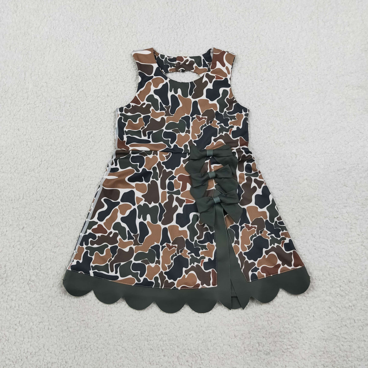 Baby Girls Kids Brown Green Camo Bows Shorts Scallop Dress Yoga Active Clothes RTS
