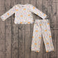 Baby Girls Kids Long Sleeves Pumpkins Bows Shirt Scallop Pants Set Fall Clothes RTS