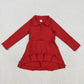 Baby Girl Long Sleeves Zipper Knee Length Yoga Active Red Dress RTS