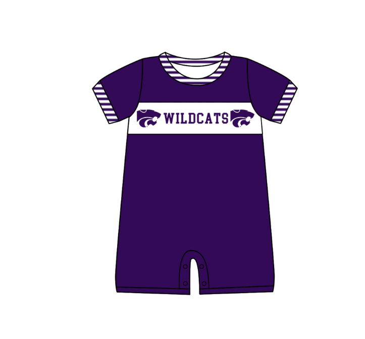 ( Moq 5 Each Style ) Baby Boys Girls Short Sleeves Team Sibling Purple Romper Dress Set
