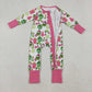 Sibling Girls Kids Long Sleeves Green Face Tree Christmas Zipper Romper Dress Set RTS