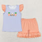 SR0533 Baby Girl Easter Embroidery Carrot Rabbit Stripes Romper