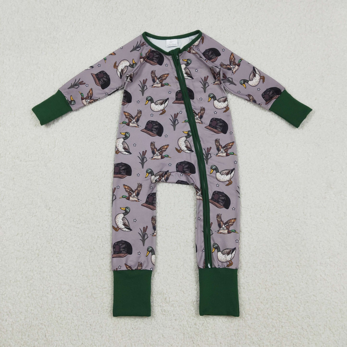 Baby Boys Long Sleeves Ducks Hats Hunting Zipper Sleeper Romper RTS
