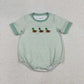 Sibling Baby Boys Kids Short Sleeves Embroidery Duck Pocket Green Stripes Romper Shirt RTS