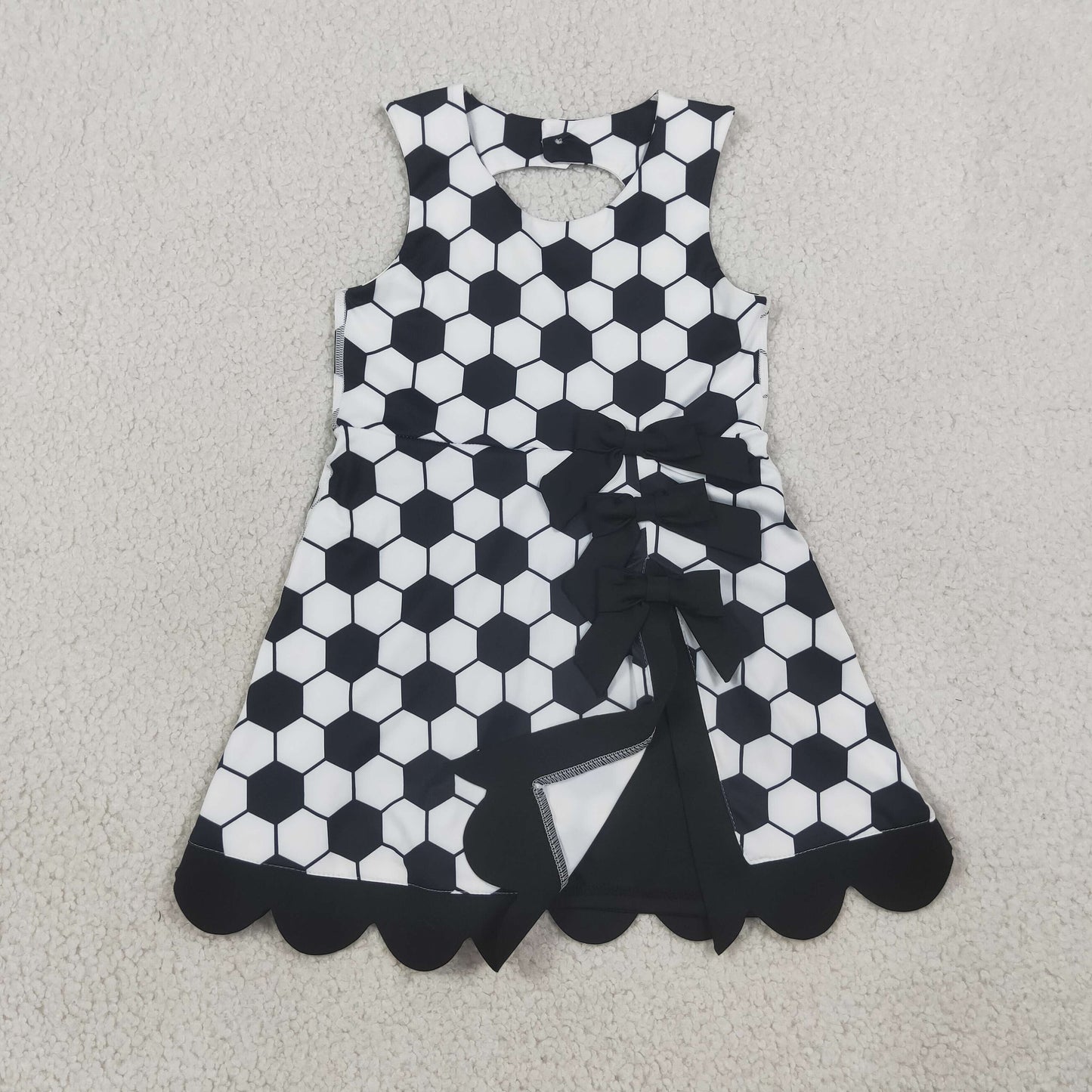 Baby Girls Kids Soccer Bows Scallop Yoga Active Black Dress RTS