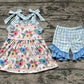 Baby Girl Floral Tunic Plaid Ruffle Shorts Summer Set