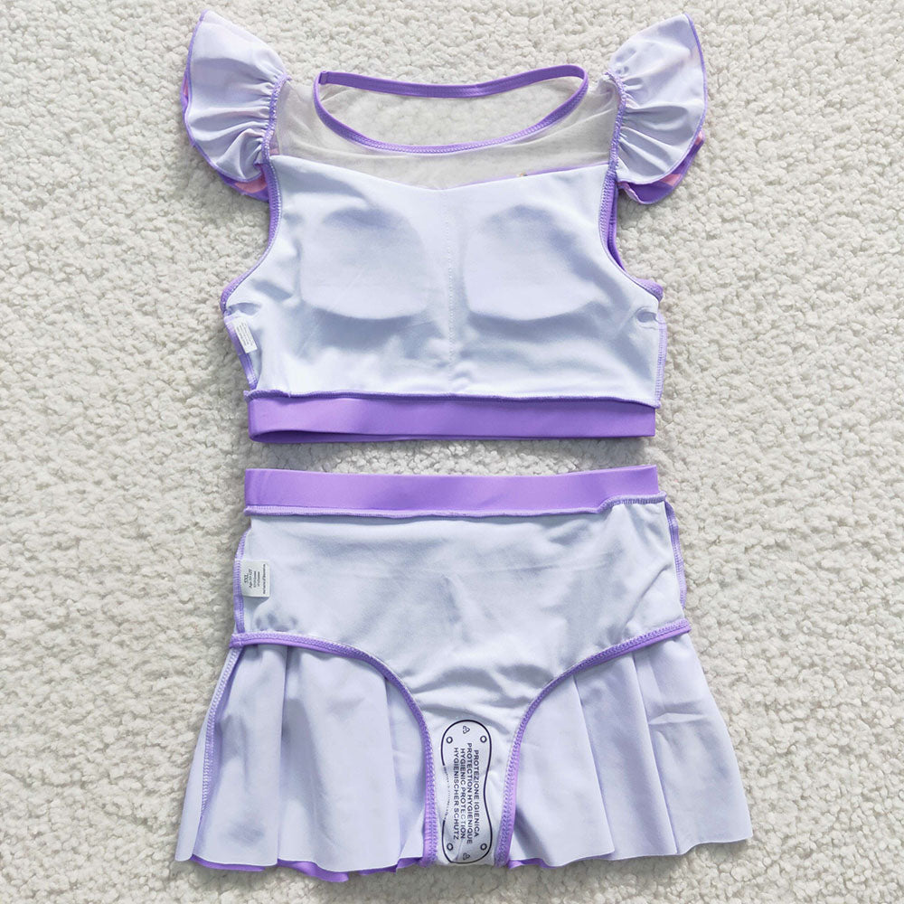 S0145 Baby Girl Princess Purple Swimsuit Summer Bathing Suit Outfit