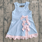 ( No moq ) Preorder Baby Girls Sleeveless Plaid Bows with Shorts Yoga Scallop Dress