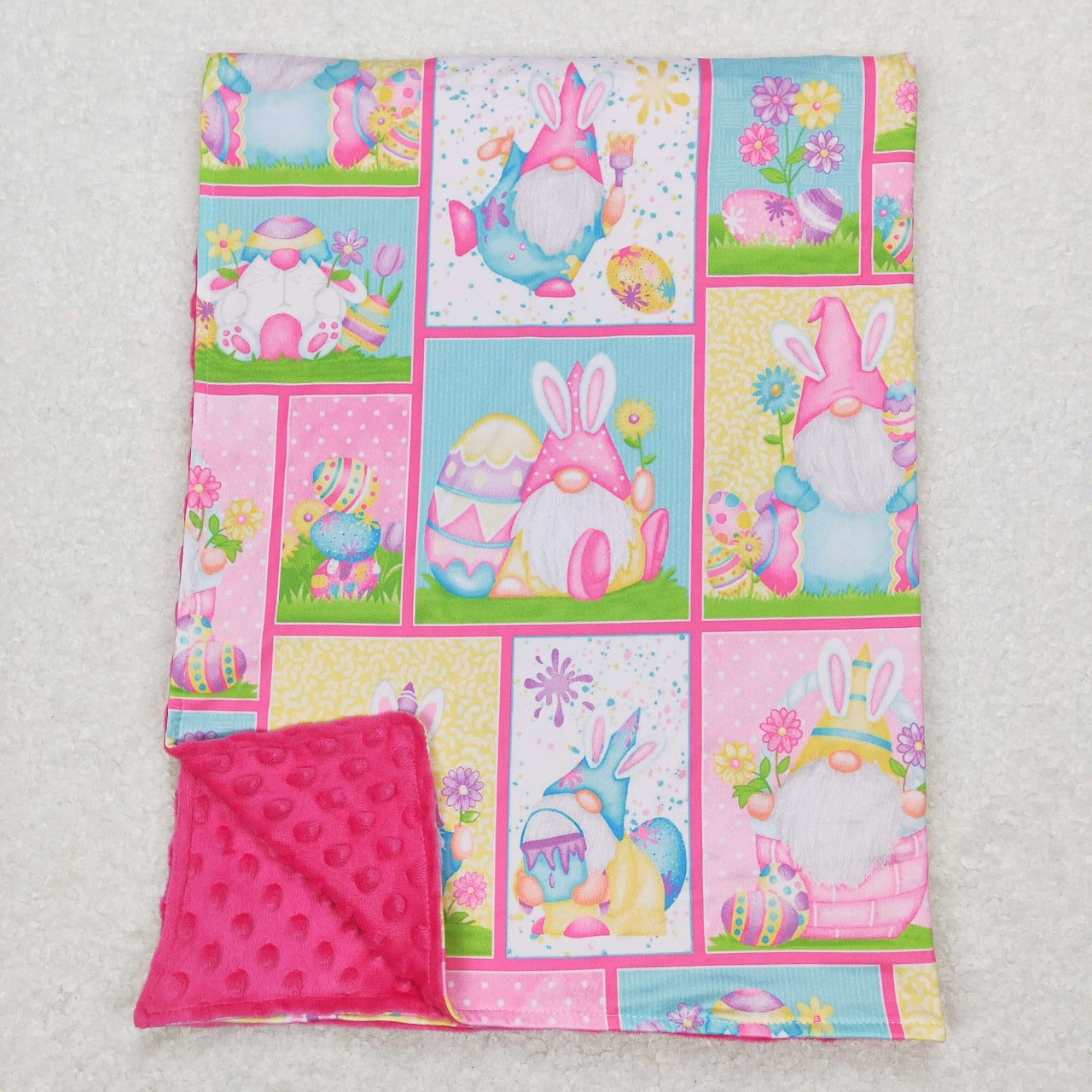 BL0094 Baby Girl Easter Rabbit Eggs Pink Blanket