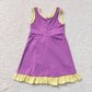 Baby Girls Kids Sleeveless Shorts Yellow Scallop Purple Dress Yoga Active Clothes RTS