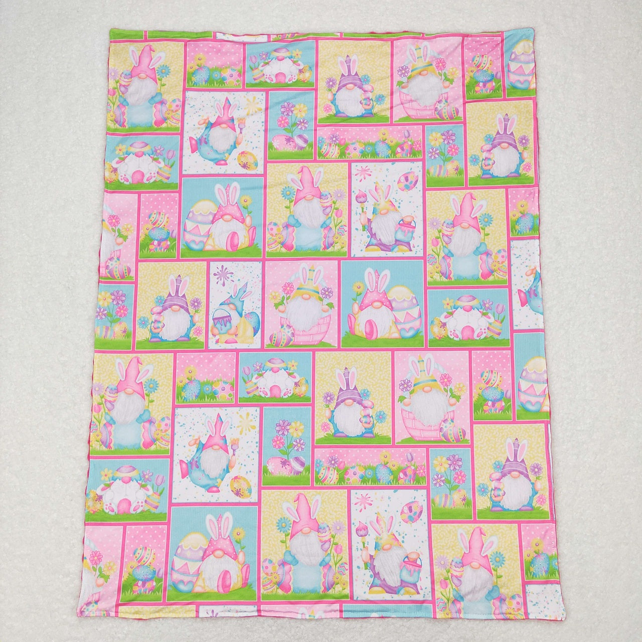 BL0094 Baby Girl Easter Rabbit Eggs Pink Blanket