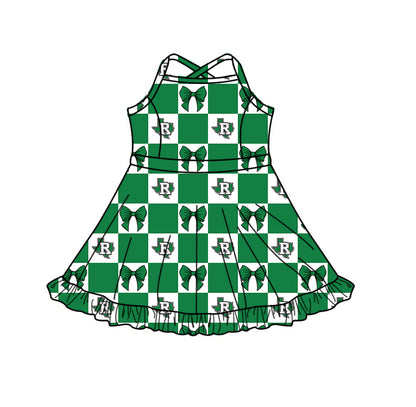 ( Moq 5 Each Style ) Baby Boys Girls Toddler Green Bows Team Sibling Shorts Dress Shirt Set Summer Clothes
