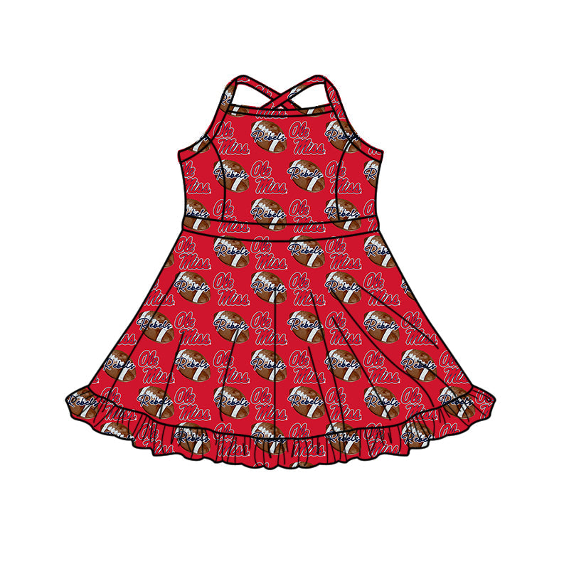 ( Moq 5 each style ) Baby Boy Girl Team Football Sibling  Red Pants Dress Set 8.20