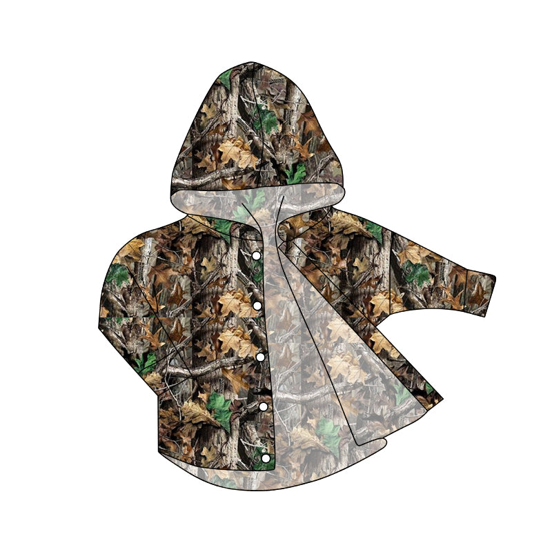 Baby Boy Kids Long Sleeves Camo Hoodie Buttons Cardigan Tops